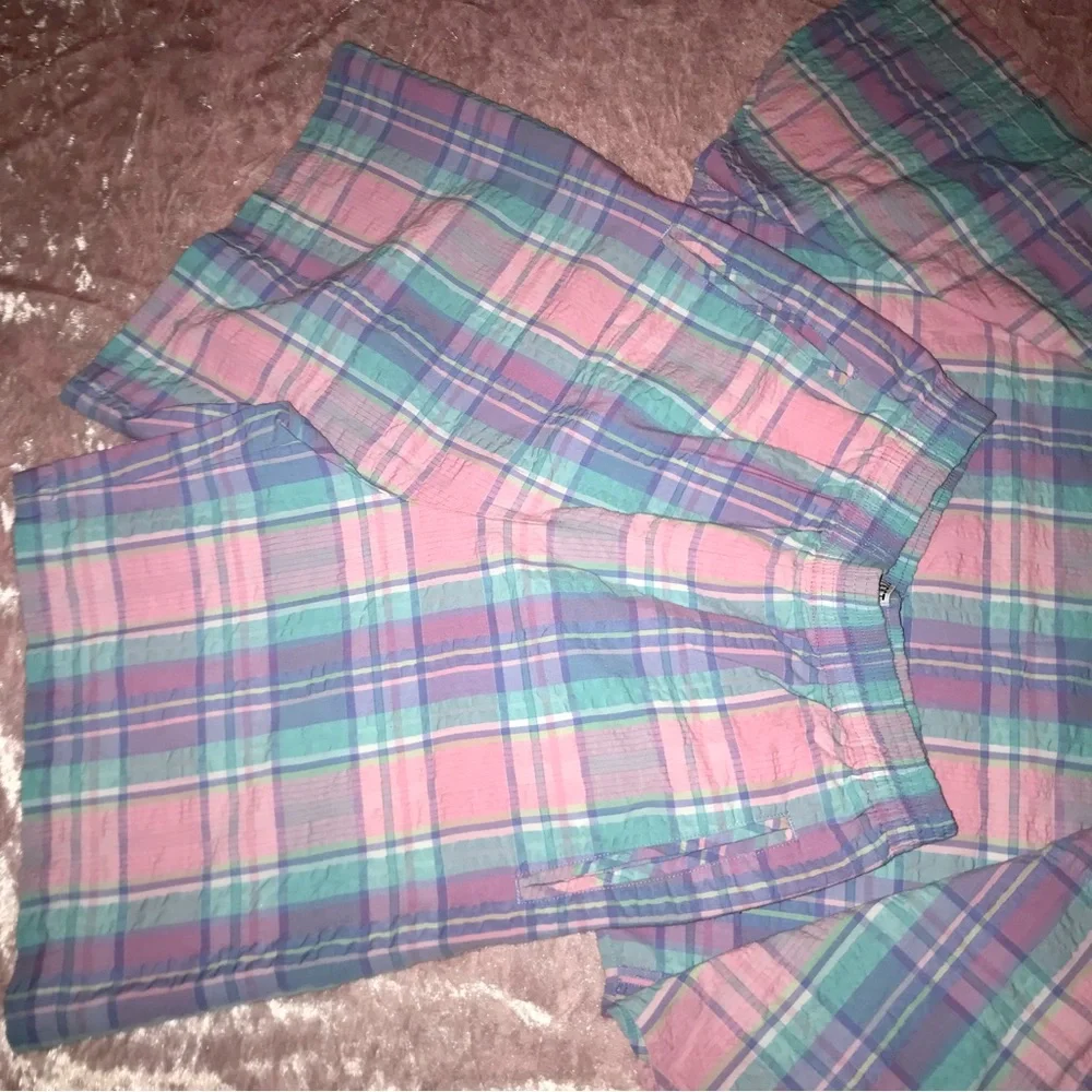 Vtg 80s/90s Pastel Goth/Kawaii Fun Plaid Picnic Matching Shorts Set - Picture 5 of 12